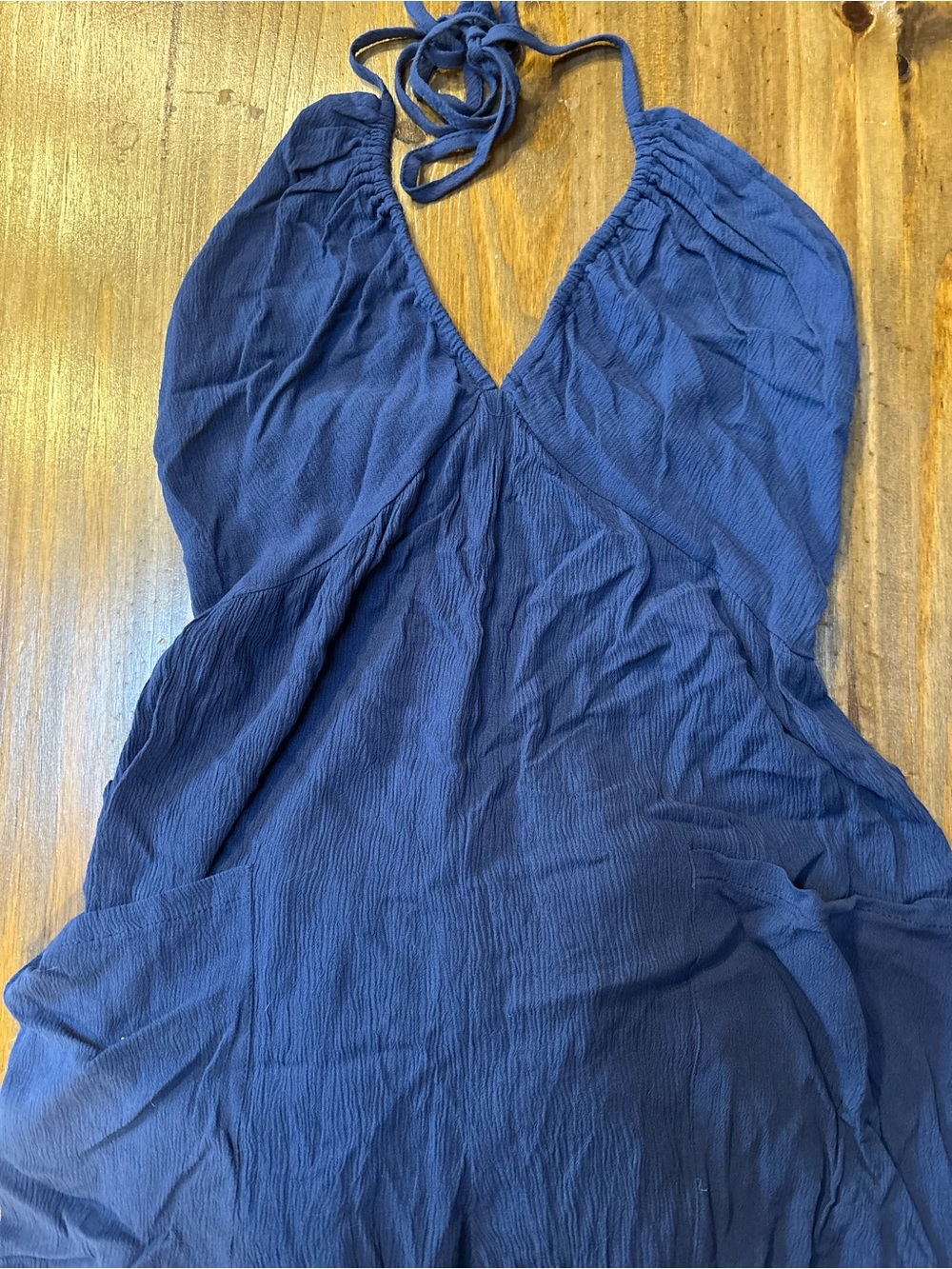 Cupshe Navy Textured Halter Jogger Jumpsuit
